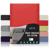 Jersey Dreamzie Jersey Katoenen Hoeslakens Rood - 70 x 200 x 12 cm