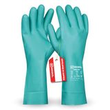 Gebol Green Tech, 1 paar lange nitril handschoenen, rubberen handschoenen tegen chemicaliën, zuur en olie, waterdichte werkhandschoenen met wafelpatroon voor pleisterwerk, tuin en laboratorium, maat