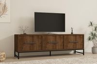 Hanah Home Stijlvolle walnoot tv-standaard, 160 cm x 50 cm x 40 cm, 100% melamine gecoat particle board, 18 mm dik, wandmontage, meerdere planken, extra opslag