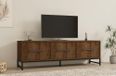 Hanah Home Stijlvolle walnoot tv-standaard, 160 cm x 50 cm x 40 cm, 100% melamine gecoat particle board, 18 mm dik, wandmontage, meerdere planken, extra opslag