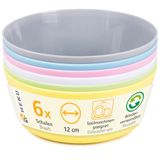 HEKU Herbruikbare kommen in pastel, diameter 12 cm, van PP-materiaal, licht en robuust, vaatwasser- en magnetronbestendig, kleurrijk