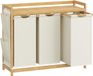 Songmics Panier à linge – 3 compartiments – 150L – 94×33×78 cm – Blanc crème