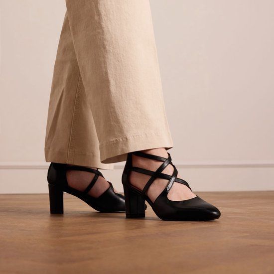 No Stress Dames Zwarte Leren Pumps met Ritssluiting Maat 42