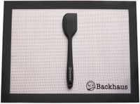 Backhaus® Tapis de cuisson en silicone & racloir - antiadhésif - réutilisable - tapis de cuisson de qualité supérieure | tapis à pâte | tapis de pâtisserie (taille standard : 40 x 30 cm) (noir)