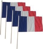 Merkloos / Sans marque Promex Gmbh Luxe zwaaivlag Frankrijk - 4x - 30 x 45 cm - op stok - landen versiering