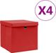 vidaXL Opbergboxen met deksel 4 st 28x28x28 cm rood