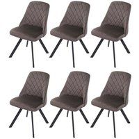 HWC-K25 Set van 6 eetkamerstoelen, keukenstoelen, fauteuils, gestoffeerde stoelen, metaalfluweel ~ donkerbruin