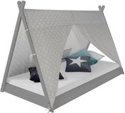 Homestyle4u Kinderbed 90x200 cm - TIPI met Matras - Grijs