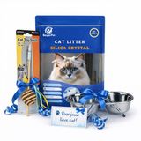 Dierboetiek® Katten Cadeauset - Kattenbakvulling - Speeltje - Dubbele Voerbak