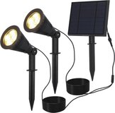 HOFTRONIC Bend duo Solar Tuinspot - Black - Solar Panel - IP65 - Dusk Sensor - Up to 12 Hours - Tiltable - 3000K Warm White - Solar Garden Lighting - Wall Lamp