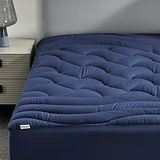 SLEEP ZONE Cool Queen Matrasbeschermer, hoogwaardig, ademend, wasbaar, matrasbeschermer, 20,3-53,3 cm diep, marineblauw