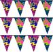 Boland Vlaggenlijn slinger met Eighties print - 3x - 600 cm - polyester - Jaren 80/eighties feest thema