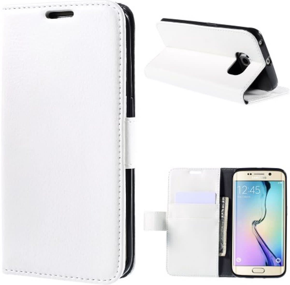 Panda - Litchi Cover wallet case hoesje Samsung Galaxy S6 Edge Plus wit