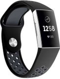 By Qubix Qubix - Siliconen DOT bandje voor Fitbit Charge 3 & 4 - Zwart/Grijs - Large