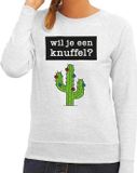 Bellatio Decorations Shoppartners Bv Wil je een Knuffel tekst sweater grijs dames - dames trui L