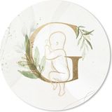 Merkloos Muismat rond 20x20 cm - Mousepad Letters - G - Baby - Goud - Ronde muismatten