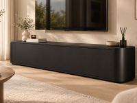 Mobistoxx PRINCETON Meuble TV PRINCETON 140 cm noir mat - design arrondi - 1 porte