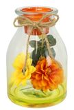 Theelichthouder van glas met theelichtkaars herfstdecoratie met paddenstoelen eekhoorntje herfstbladeren 16 cm deco kunstbloemen kandelaar kaarsenhouder tafeldecoratie kaars windlicht lamp, zonnebloem