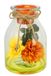 Theelichthouder van glas met theelichtkaars herfstdecoratie met paddenstoelen eekhoorntje herfstbladeren 16 cm deco kunstbloemen kandelaar kaarsenhouder tafeldecoratie kaars windlicht lamp, zonnebloem