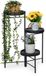 Merkloos Relaxdays plantenstandaard met 3 ronde etages, opvouwbaar, binnen, zwart