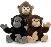 OEM Gorilla Ensemble de 3 peluches, 20 cm, marron foncé-noir