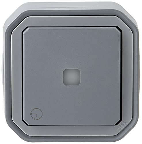 LEGRAND - Waterdichte plexo timer, compleet met controlelampje voor grijze opbouwmontage