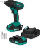 VONROC Accu Slagschroevendraaier 20V – 180Nm – Opname: 6,35 mm ¼” - Incl. Schroefbits, mag-netische bithouder en dophouder - Incl. 2x 2.0Ah Accu en Snellader