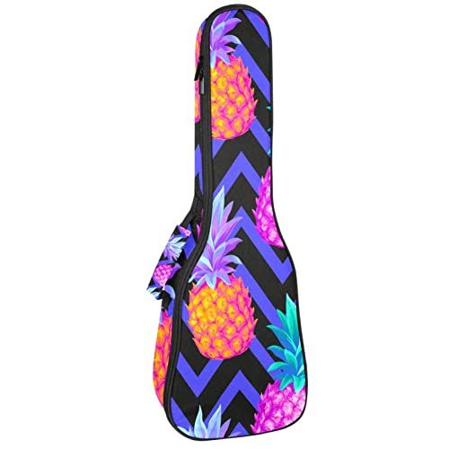 Mersov Concert Ukelele Rugzak, Heavy Duty Ukulele Case Bag met Opslag, Sopraan Concert Tenor Ukelele 10 MM Gewatteerde Tas Kleurrijke Ananas Fruit Wave