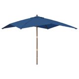 VidaXL Parasol met houten paal 300x300x273 cm Arctisch blauw