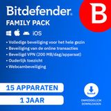 Bitdefender Family Pack - 12 maanden/15 apparaten - Nederlands - Download