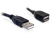 DeLOCK Kabel USB 2.0 Verlenging, A/A, 15cm, Zwart