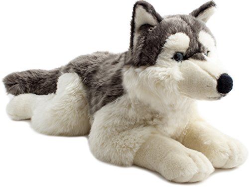 Husky honden knuffel - 32 cm - pluche - liggend - knuffelhond