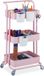 Relaxdays 3-etages keukentrolley met 2 remmen, smal, multifunctionele opbergtrolley, HBD 86 x 38 x 39 cm, metaal, roze