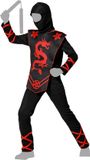 Atosa Carnaval verkleed kostuum/outfit - Ninja - voor jongens - zwart/rood - polyester - Compleet 116