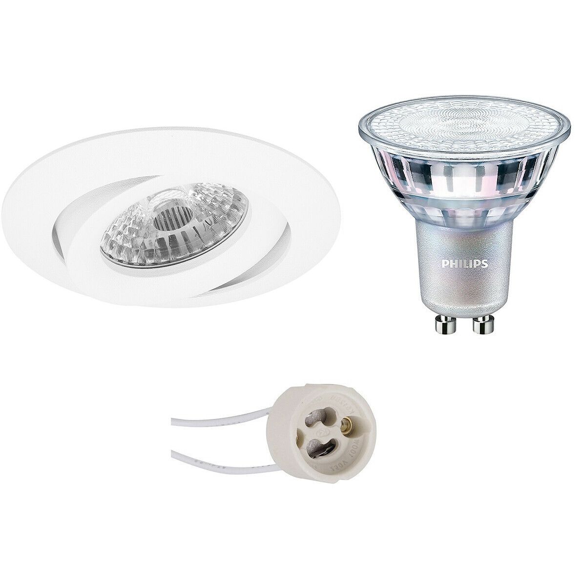 BES LED LED Spot Set - Pragmi Uranio Pro - GU10 - Inbouw Rond - Wit - Kantelbaar - Ø82mm - DimTone Dimbaar