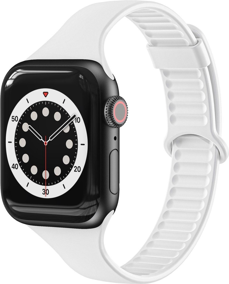 By Qubix Qubix TPU Slim Fit bandje - Wit - Compatible met Apple Watch 42mm / 44mm / 45mm / 49mm