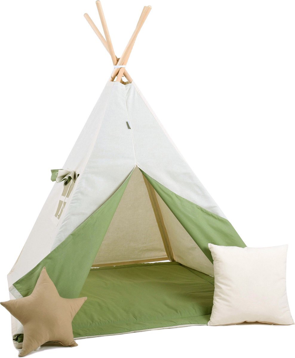 Sówka TIPI tent Khaki met accessoires TIPI Khaki + 2 kussens en mat