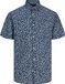 Jack & Jones chemise imprimée en mélange de lin d'été coupe regular manches courtes - popeline - bleu (night sky)