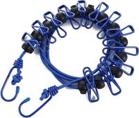 Reis-Wäscheleine, blau, mit 12 Klemmen, rutschfest, für Camping geeignet