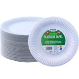 Dohe Horeca White Disposable Plates (150 Pieces) - Size 23 Cm, Round Shape, Flat Recyclable Paper Plates, Eco-friendly for Parties, Birthdays, Celebrations