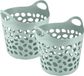 Plasticforte Panier à linge/panier de rangement flexible - 2x - rond - Vert menthe - 62 litres - D40 x H39 cm