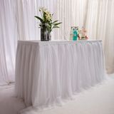 Merkloos Tulle Tutu Tafellaken - Wave Wit - 6ft/183cm voor Feestdecoratie