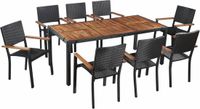 vidaXL 9-delige tuinset, polyrotan, acacia massiefhout, zwart
