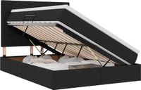vidaXL Bed met opbergruimte en hoofdbord Zwart 140 x 200 cm Stof