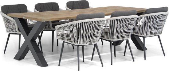 Lifestyle Garden Furniture Lifestyle Western/Cardiff 240 cm dining tuinset 7-delig - Wit - 6 zitplekken