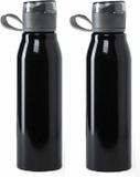 Merkloos / Sans marque Makito Western Europe 2x Aluminium Waterfles Metallic Zwart 700 ml
