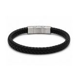 Frank 1967 7FB-0882 – Leren Armband Heren – Zwart – Gevlochten Leer – 21 cm