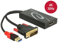 Delock 0.3m DVI-D + USB naar HDMI Adapter Zwart
