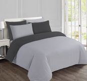 VISION home VISION Flanel Dekbedovertrekset - Tweepersoons - 200x200 cm - 100% Katoen Flanel - Grijs/Antraciet