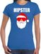 Bellatio Decorations Fout Kerstshirt Hipster Santa blauw dames t-shirt